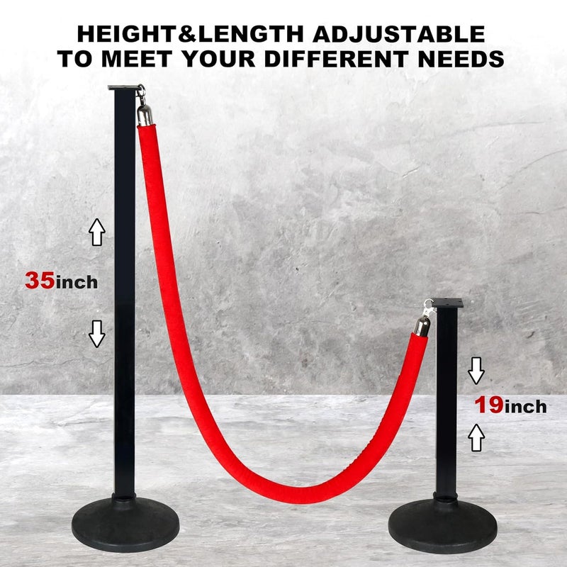 Alytree 2 Pack Stanchions Post with Velvet Rope, Crowd Control Stanchions, Queue Pole for for Movie Theater, Party Supplies … - Image 3
